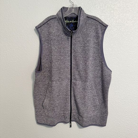 Robert Graham Full Zip Vest Mens 2XL XXL Classic Fit Heather Navy Blue Klose